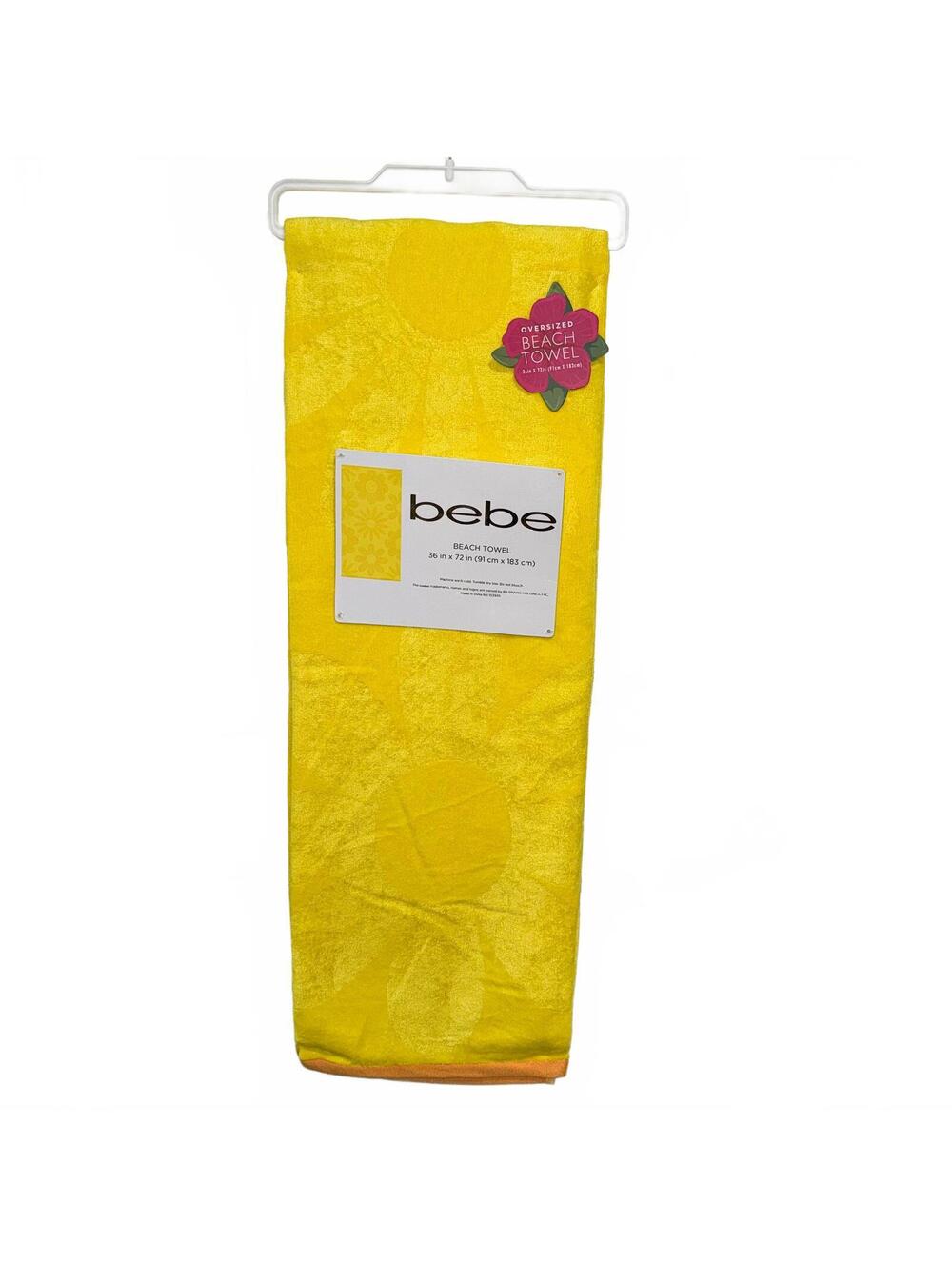 NWT bebe Oversized Yellow Floral Beach Towel 36 x 72 Inches